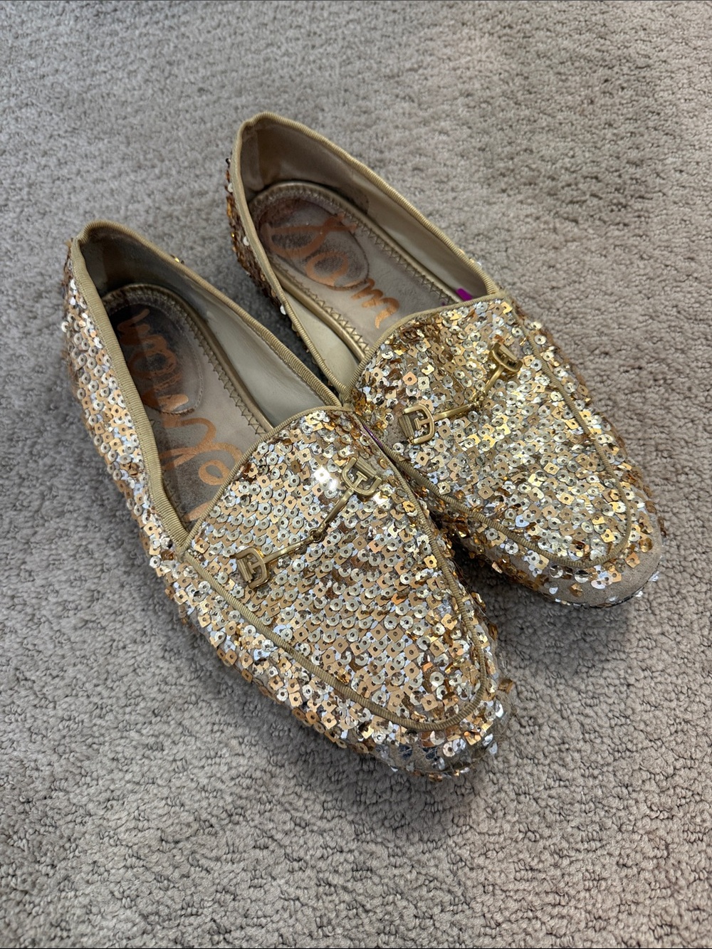 Sam Edelman Gold Sequin Loafers